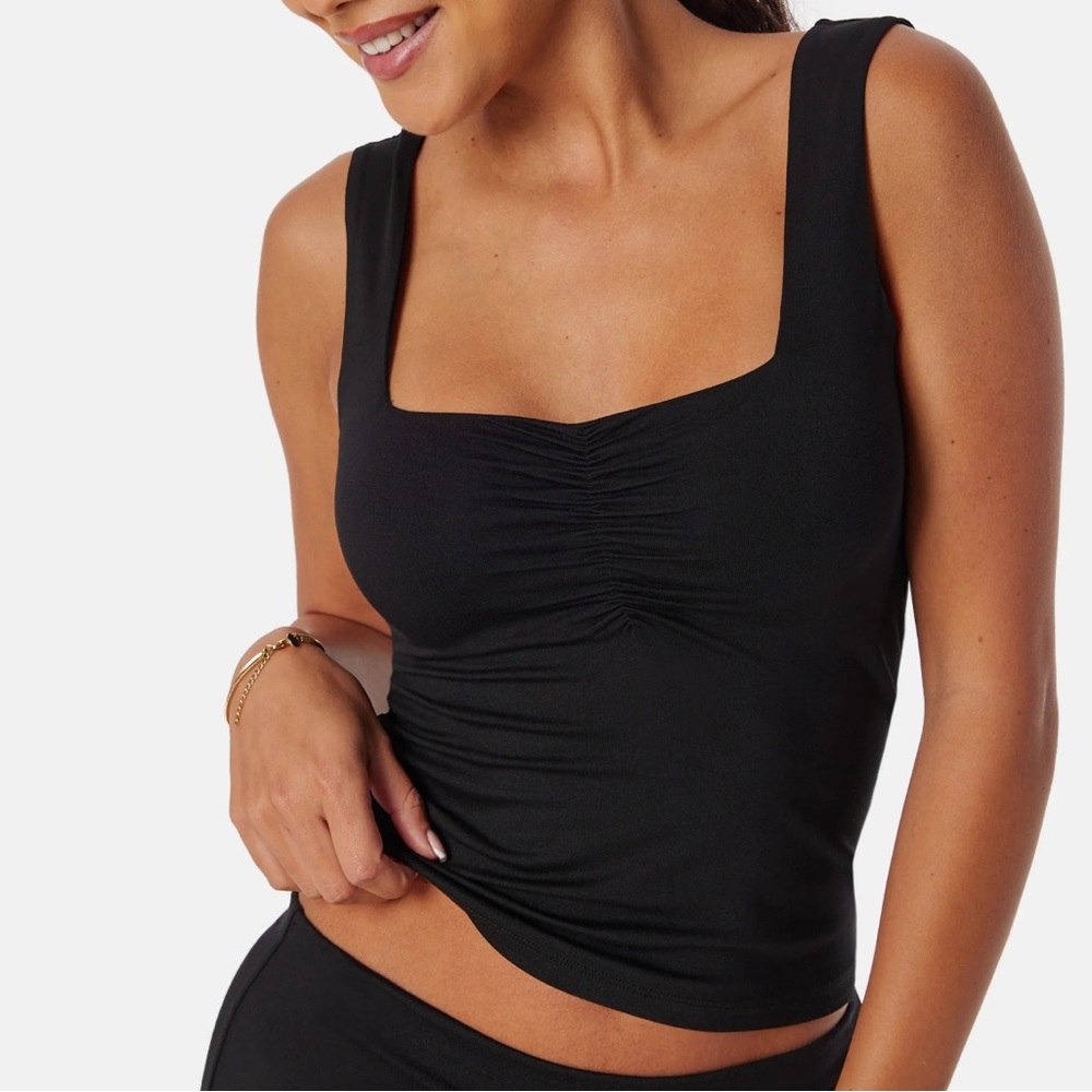 Black Ruched Tank Top